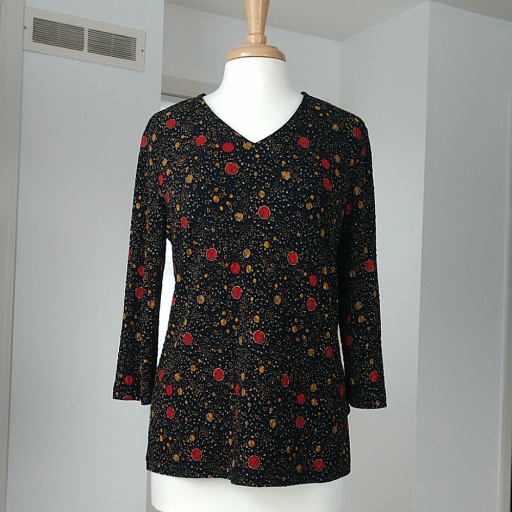 Laura Ashley V-neck Dots/circles blouse top